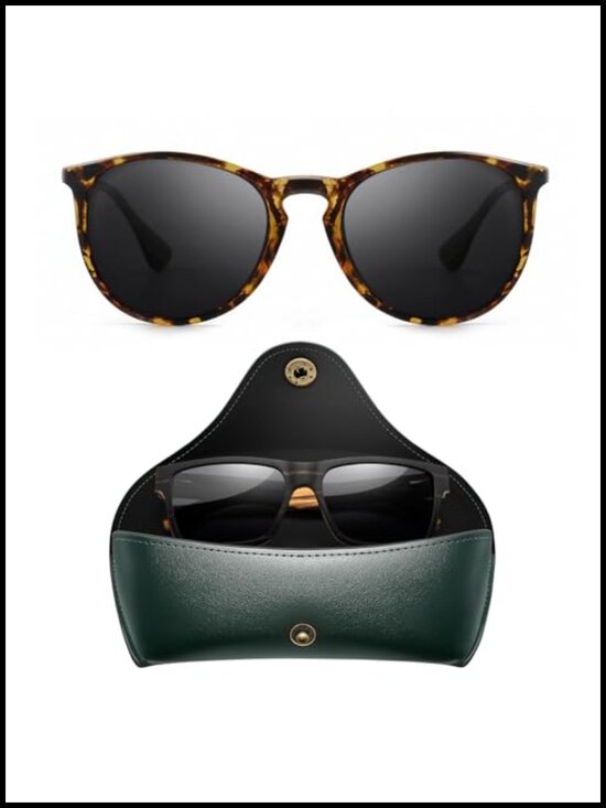 Premium Vintage Round & Wood Rectangular Polarized Sunglasses